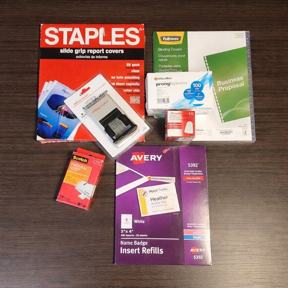 Staples Other - Office Supply Presentation Lot: Date Stamp Name Badge Business Rubber Fingers